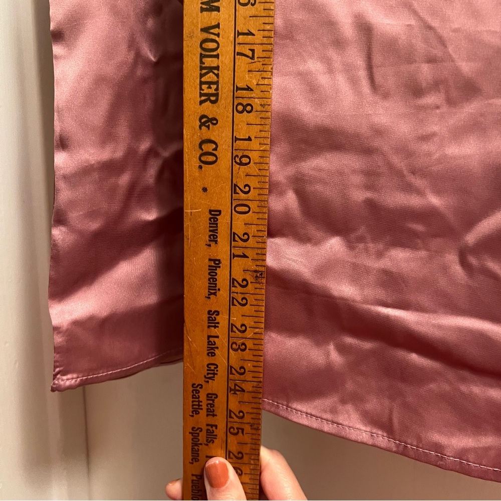 True Religion Pink Stretch Satin Boxer Pajamas with Notch Collar Button down Top - Picture 14 of 16